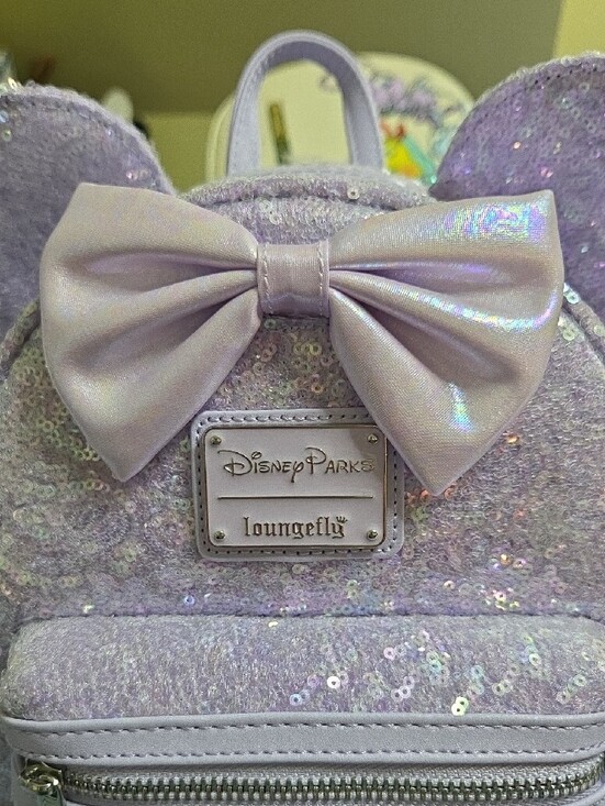 LoungeflyDisney Parks Lavender Sequin Minnie Ear Mini Backpack with Bow main image 4